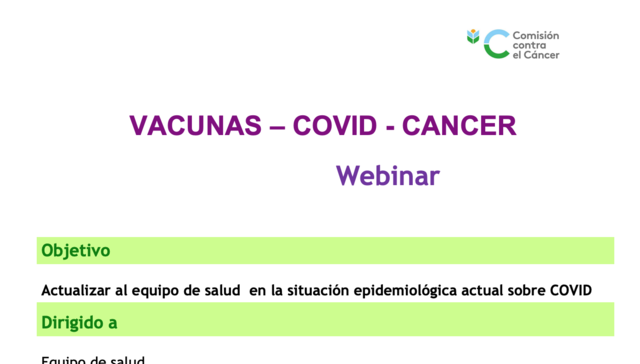 imagen de VACUNAS – COVID - CANCER Webinar