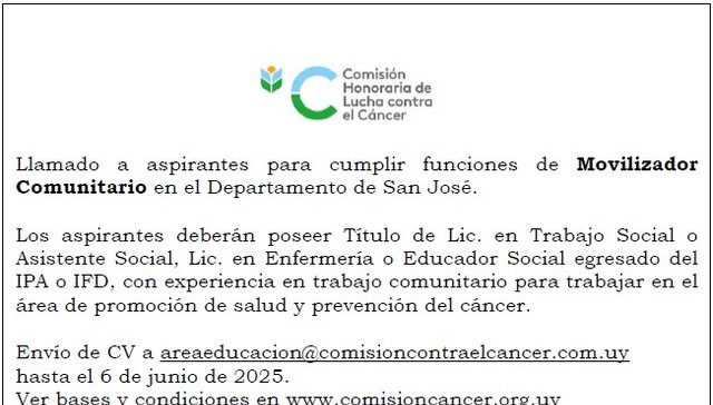 imagen de Llamado a aspirantes para Movilizador Comunitario